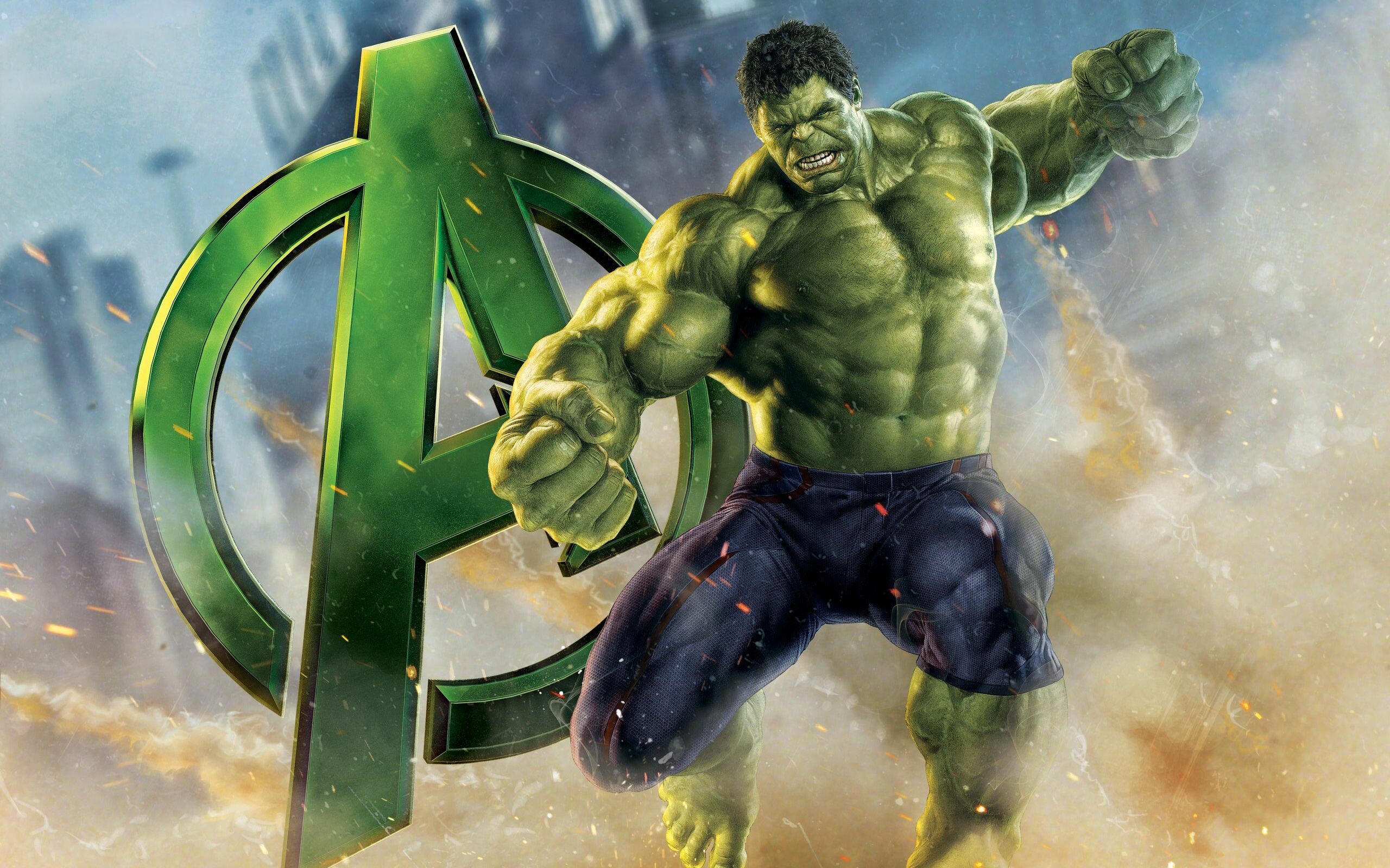 Green Hulk And Background 4K wallpaper download
